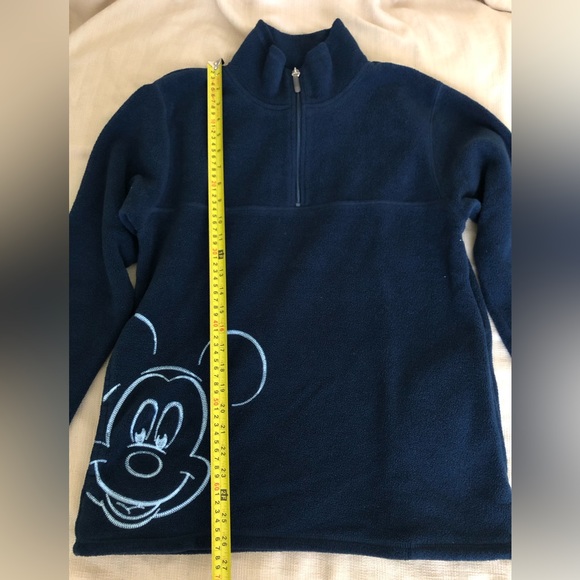 Disney Navy Mickey Mouse Stitched embroidery pull over zip up Sweater w/pockets - Picture 2 of 7